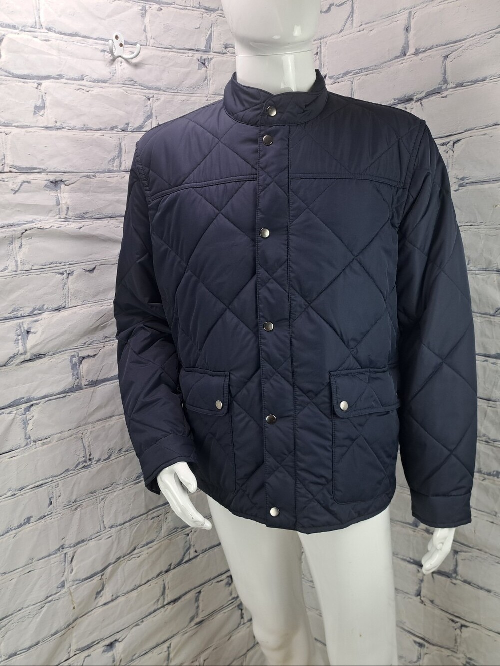 J. Crew Men's Quilted Jacket Coat Outerwear Navy Lined Filled Large